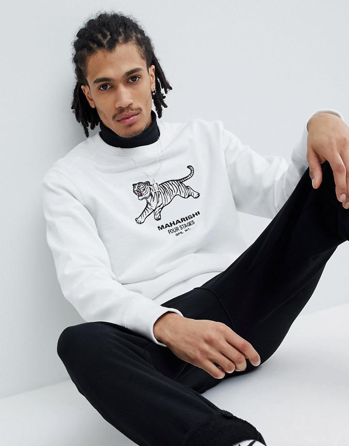 Maharishi White Tiger Sweatshirt In White In White - White
