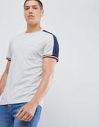Tommy Hilfiger Sports Capsule Icon Striped Cuff T-shirt & Sleeve Tape In Gray Marl - Gray