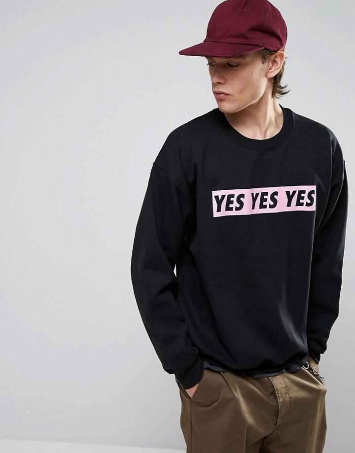New Love Club Yes Yes Yes Print Sweater - Black