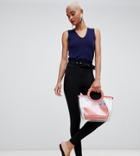 River Island Ponte High Waist Belted Pants In Black - Black