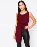 Love Drape Asymmetric Top - Wine
