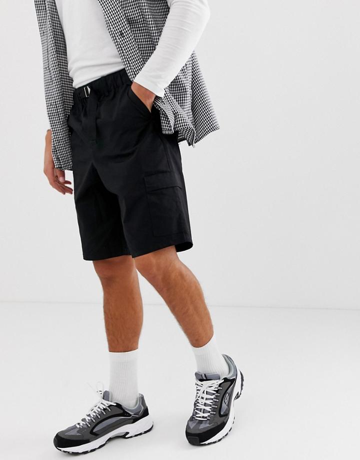 Asos Design Cargo Shorts With Utility Belt In Black - Black
