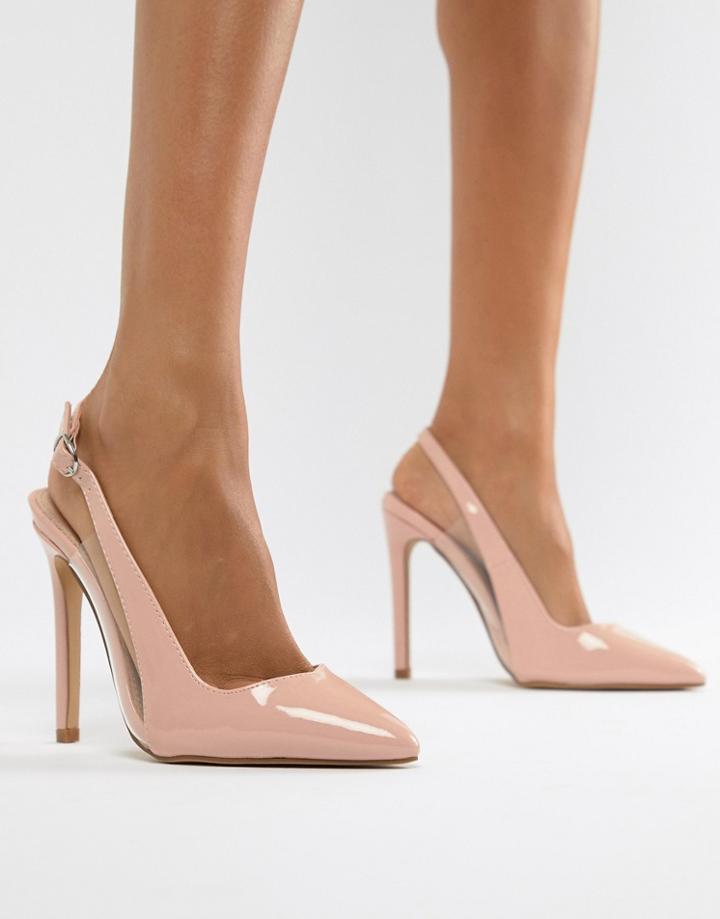 Lost Ink Tanya Clear Detail Sling Back Pumps - Pink
