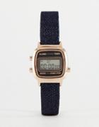 Asos Rose Gold & Denim Digital Watch - Blue