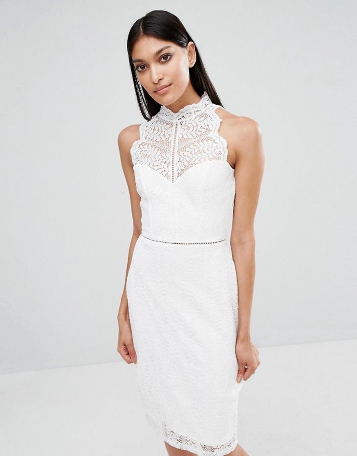 Michelle Keegan Loves Lipsy Lace Midi Dress - White