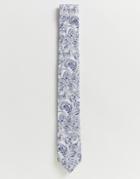Twisted Tailor Tie With Blue Rose Print - Navy