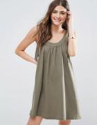 Asos Tie Sleeve Chuck On Sundress - Green