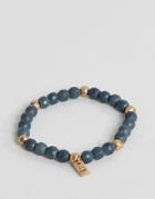Icon Brand Navy Beaded Bracelet With Pinstripe Detail - Navy