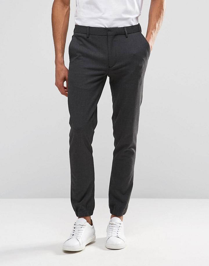 Asos Super Skinny Smart Joggers In Charcoal - Gray