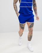 Asos Design Two-piece Retro Track Runner Shorts In Blue With Side Stripe - Blue