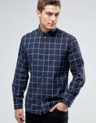 Esprit Window Pane Check Shirt In Regular Fit - Navy