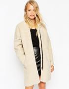 Asos Cocoon Coat In Borg - Cream