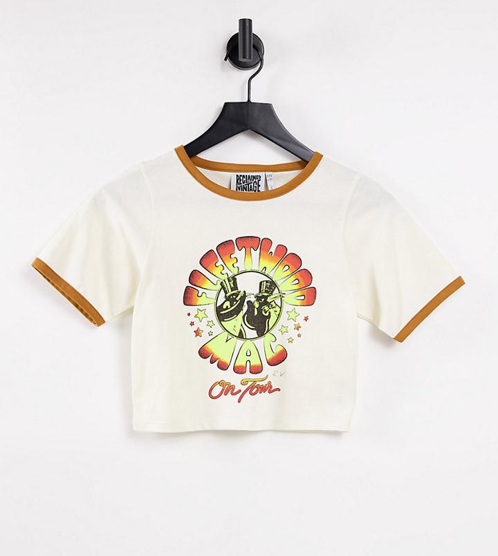 Reclaimed Vintage Inspired Fleetwood Mac Licenced Shrunken T-shirt-yellow