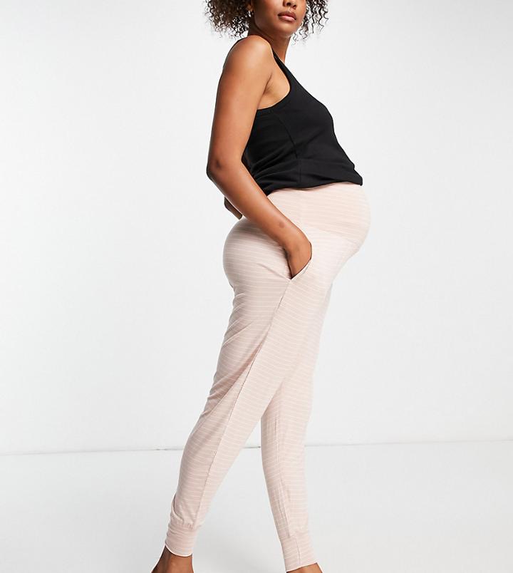 Cotton: On Maternity Sleep Recovery Pants In Pink Stripe - Part Of A Set
