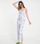 Collusion Floral All Over Printed Cami Maxi Summer Dress In Multi