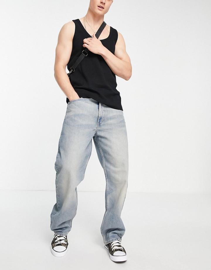 Weekday Galaxy Loose Fit Jeans In Worn Light Blue