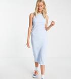 Vero Moda Tall Organic Cotton Racer Neck Midi Dress In Blue-blues