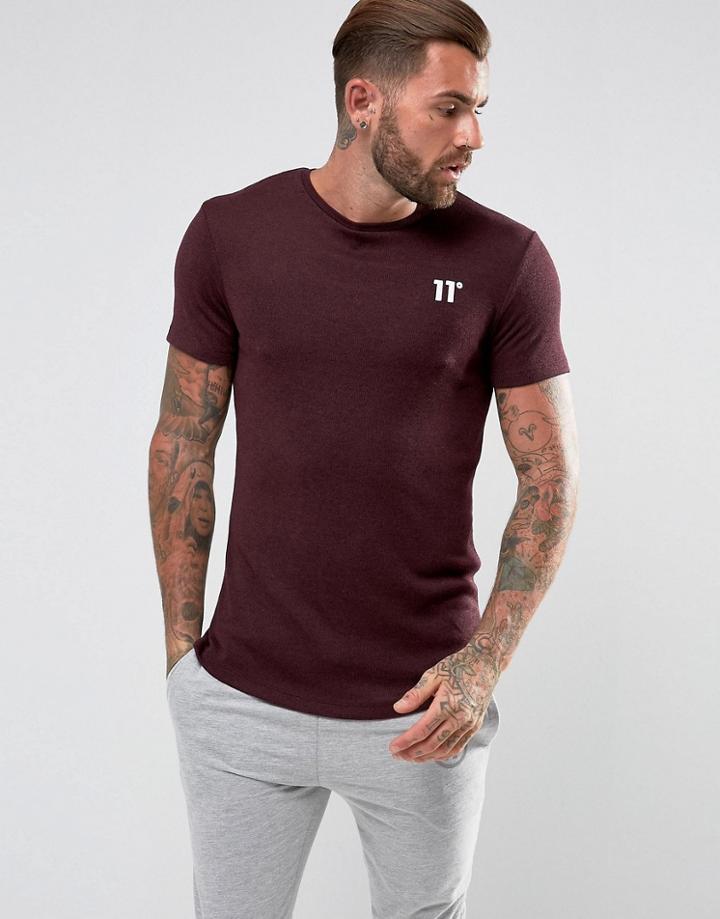 11 Degrees T-shirt In Burgundy With Fleck - Red