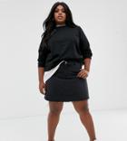 Only Curve Denim Skirt With Raw Hem-black