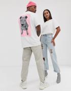 New Love Club Unisex Dog Graphic Back Print T-shirt - White