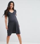 New Look Maternity Puff Sleeve Jersey Dress - Gray