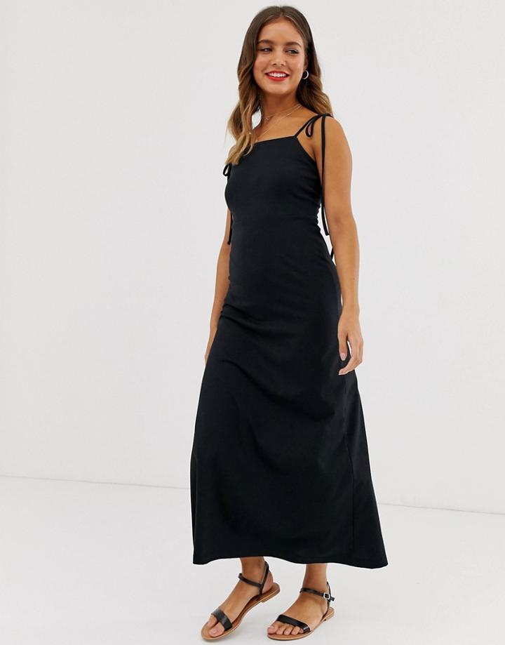 Asos Design Tie Strap Maxi Sundress-black