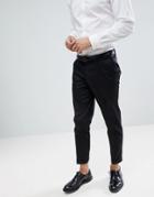 Asos Skinny Crop Smart Pants In Black Cotton Sateen - Black