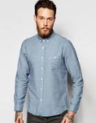 Asos Twill Shirt In Blue Marl With Long Sleeves - Blue