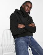 Tommy Jeans Funnel Neck Polar Fleece Hoodie Relaxed Fit In Black