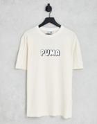 Puma Downtown Oversized T-shirt With Bubble Logo In Beige-neutral