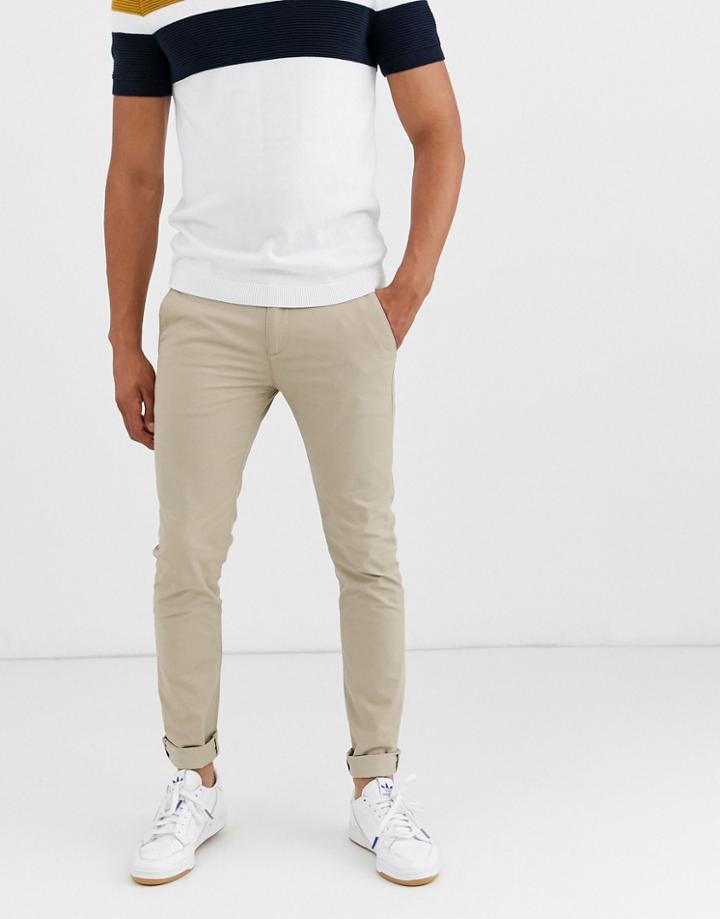 Farah Drake Twill Chino Pants In Sand - Tan
