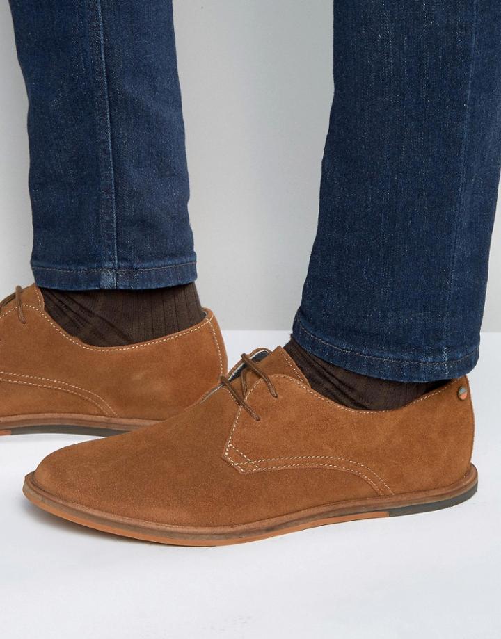 Frank Wright Busby Derby Shoes In Tan Suede - Tan