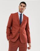 Harry Brown Skinny Fit Burnt Red Stretch Textured Suit Jacket