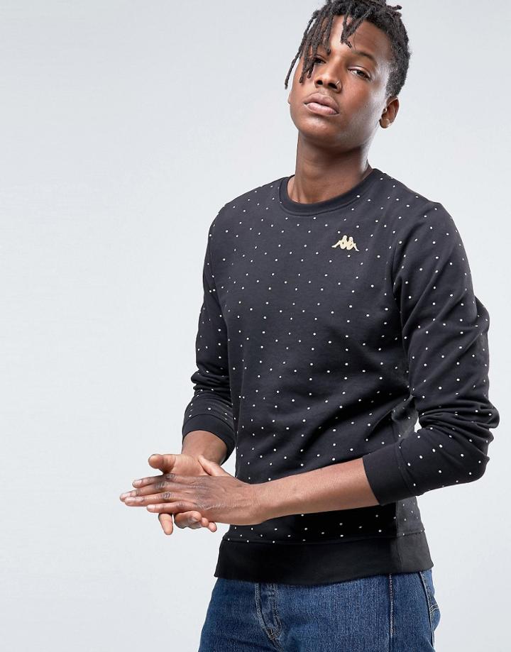 Kappa Sweatshirt With All Over Polka Dot - Black