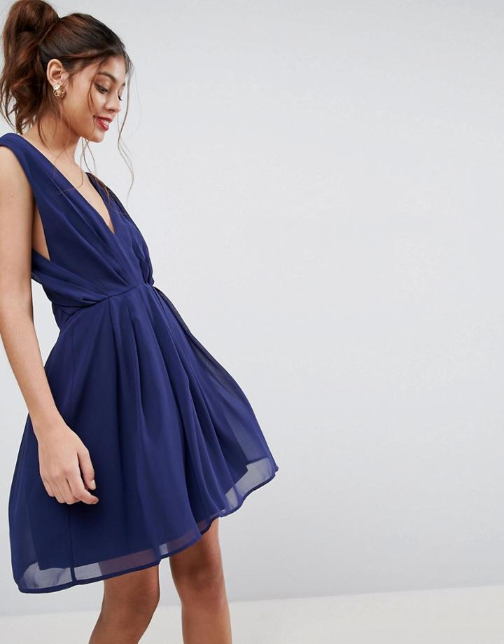 Asos Cut Out Back Mini Dress - Navy