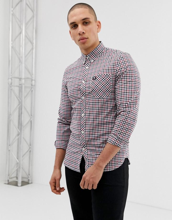 Fred Perry Gingham Shirt In Navy - Navy