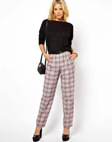 Asos Straight Leg Trousers In Plaid Check