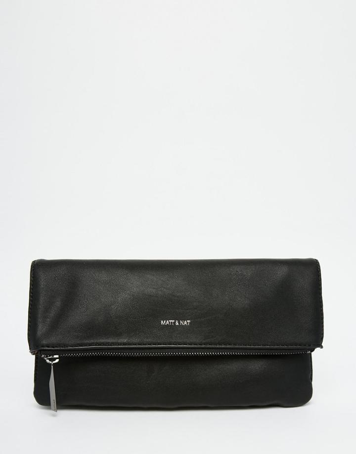 Matt & Nat Soft Clutch With Fold Over In Black - Black