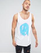 Asos Muscle Tank With Neon Face Print - White