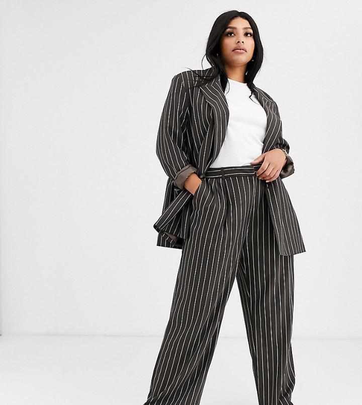 Asos Design Curve Mensy Suit Pants In Pinstripe