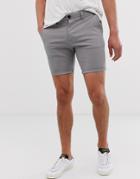 Asos Design Skinny Chino Shorts In Light Gray