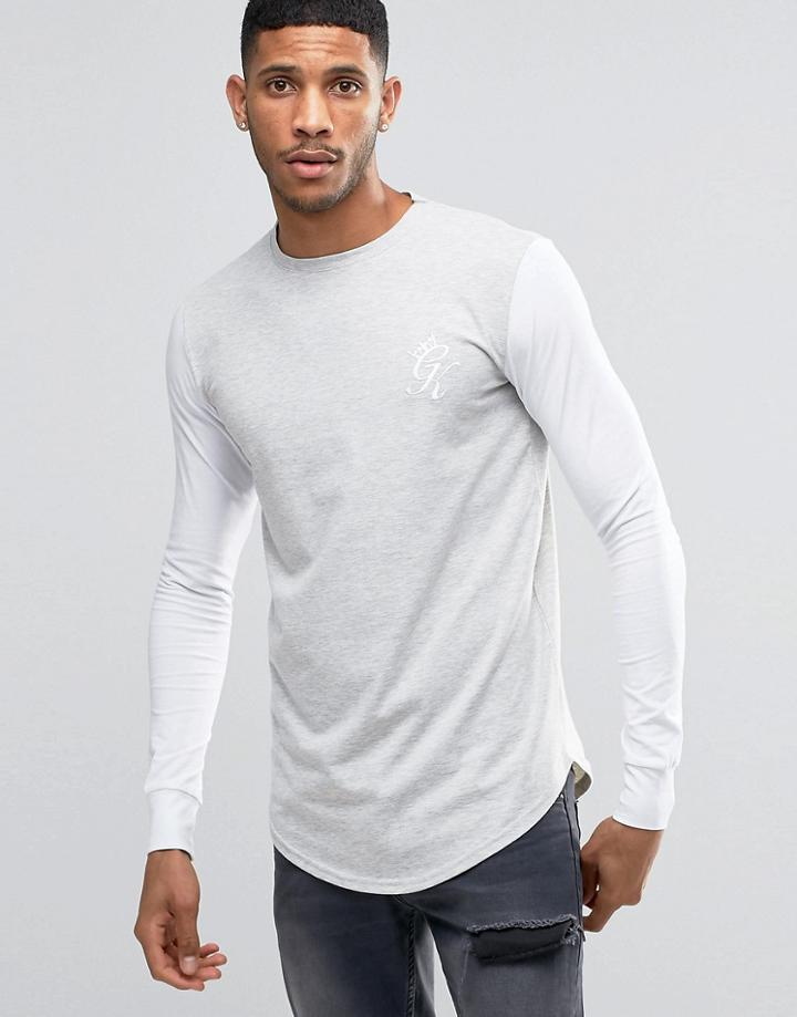 Gym King Long Sleeve T-shirt In Space Dye - Gray