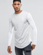 Gym King Long Sleeve T-shirt In Space Dye - Gray