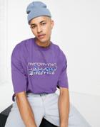 Asos Daysocial Oversized T-shirt With Logo Chest Graphic Print In Purple