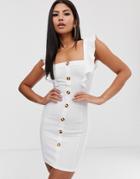 In The Style Frill Button Down Dress - White