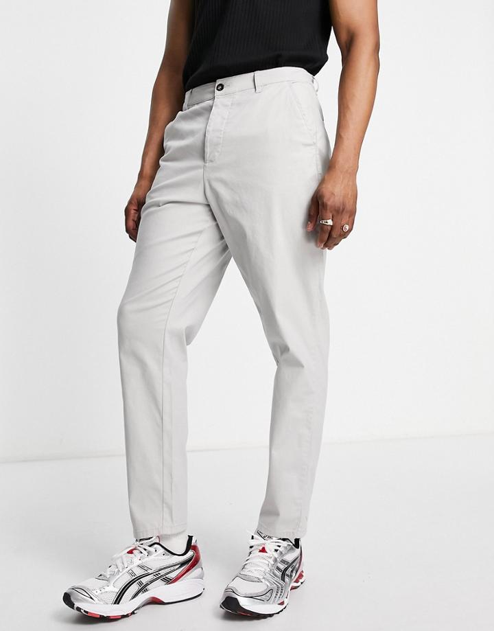 Asos Design Tapered Chinos In Light Gray