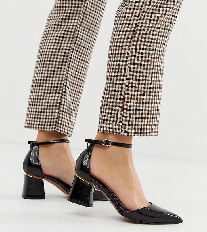 Asos Design Wide Fit Stardust Pointed Mid Heels-black