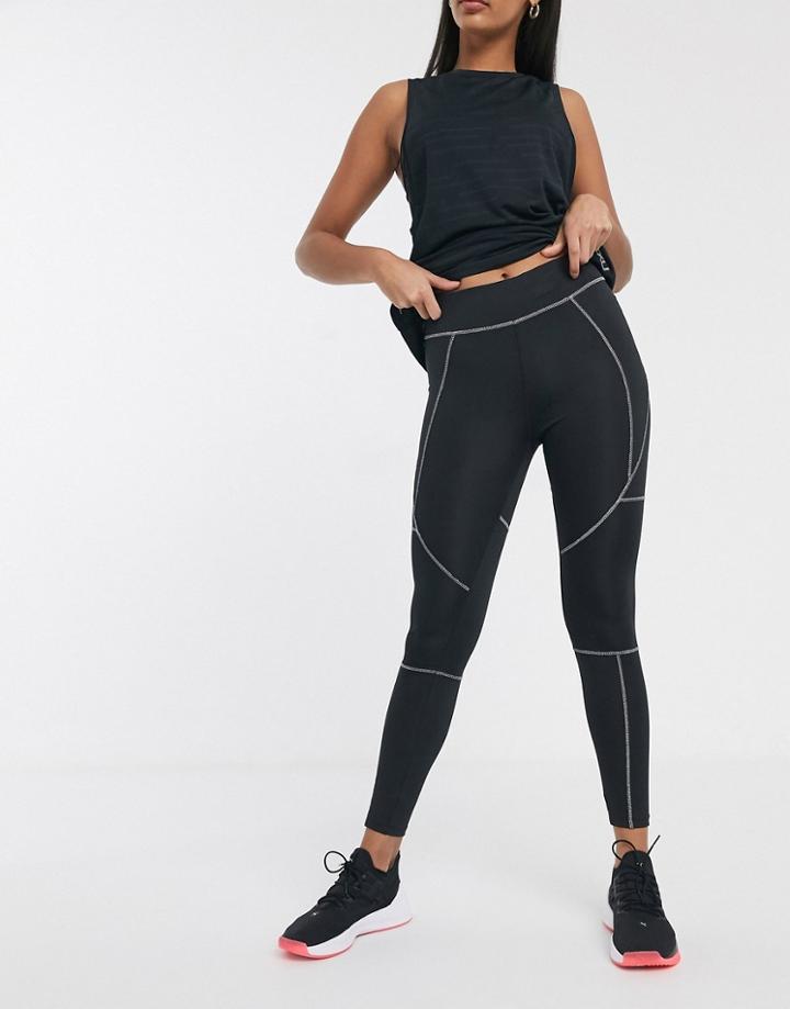 Asos 4505 High Waist Legging With Reflective Stitching-black