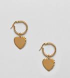 Regal Rose 18k Gold Plated Heart Drop Hoop Earrings - Gold