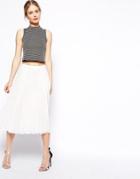 Asos Pleated Midi Skirt - White